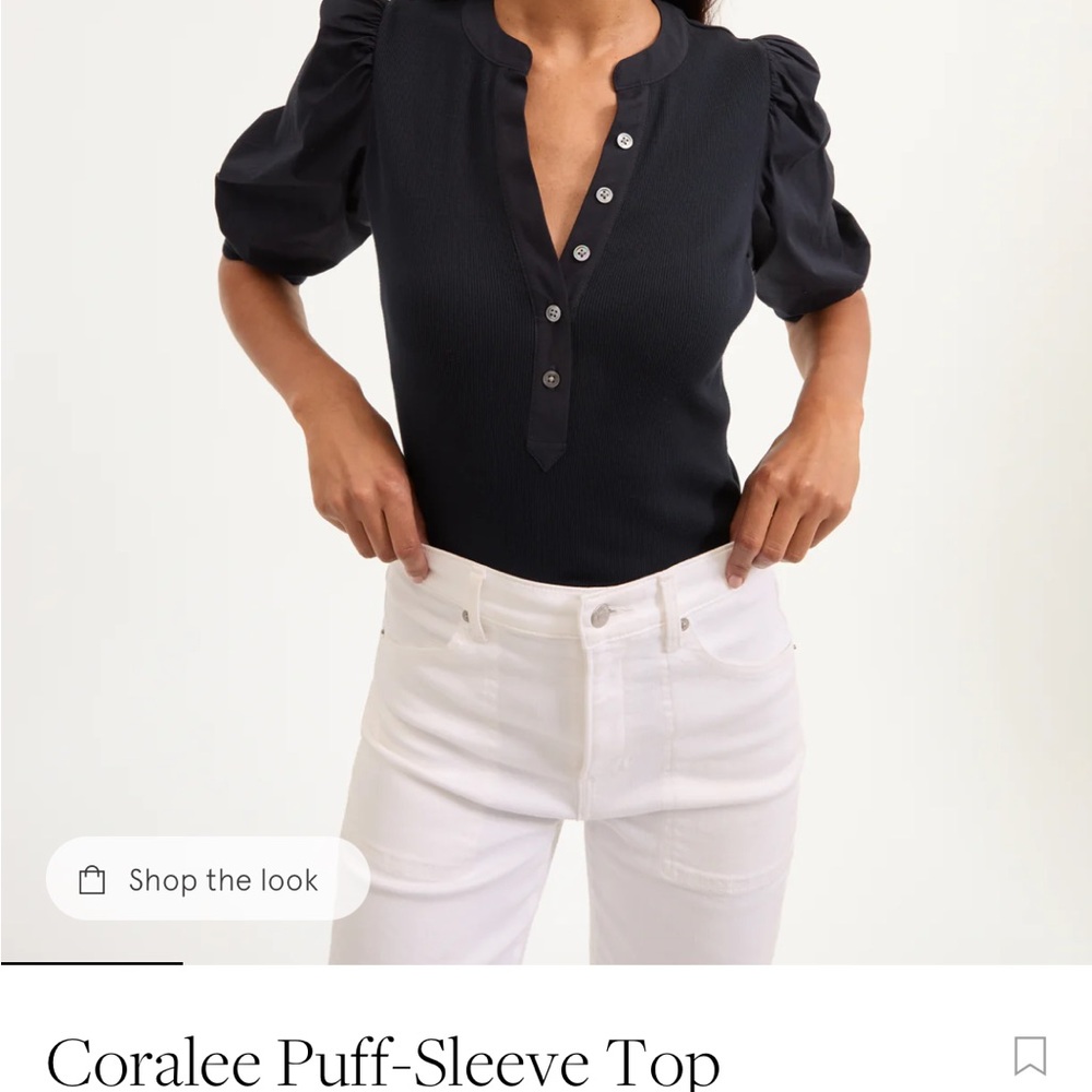 Veronica beard coralee puff sleeve top